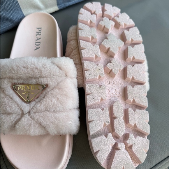Prada Pink Shearling Slides US10/ EU 40 - Picture 7 of 11